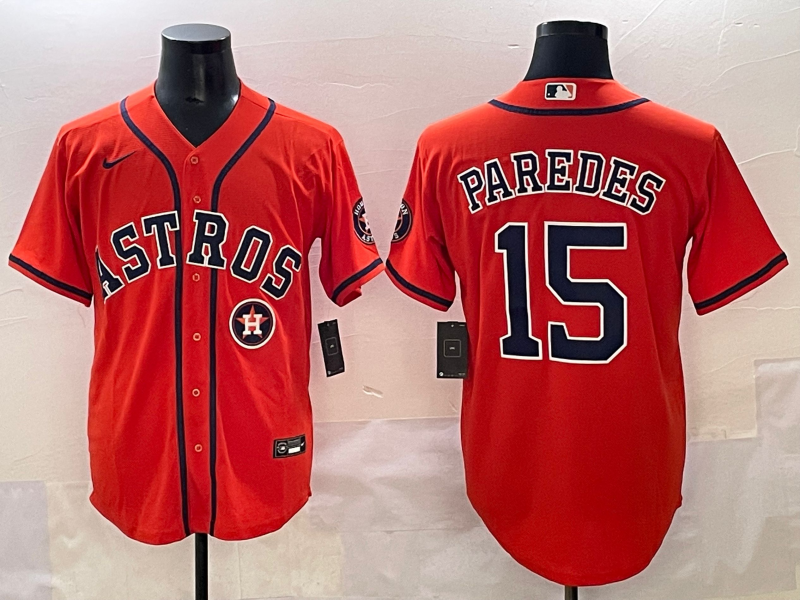 Men Houston Astros 15 Paredes Orange 2025 MLB nike jersey style 7
